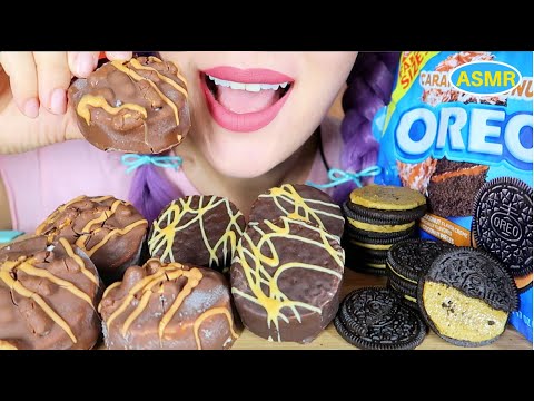 ASMR CARAMEL COCONUT OREO+DING DONGS PEANUT BUTTER MUKBANG|카라멜 코코넛 오레오+카라멜 아이스크림 |CURIE.ASMR