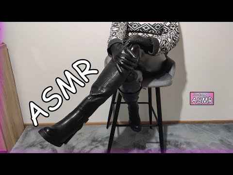 ASMR Leather gloves & Boots | Bar chair |  Scratching & Tapping