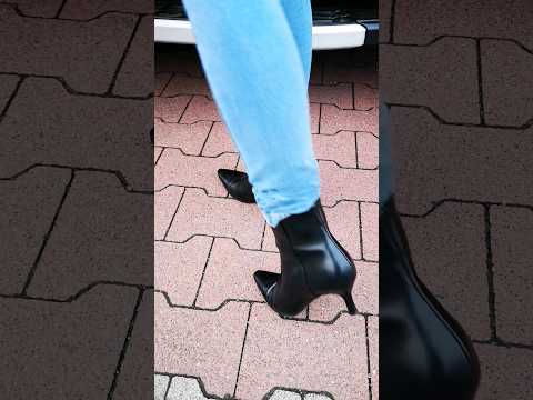 Driving in black stiletto high heel ankle boots #shoes #foot #heels # ...