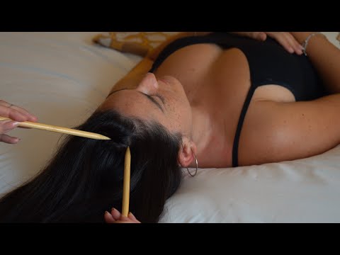 ASMR Scalp Check, Ear & Neck Attention and Hair Play on Claire (Whisper)