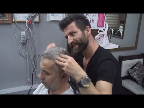 TURKISH ASMR MASSAGE BARBER = HEAD AND EAR MASSAGE = face , back , arm , sleep massage = uyku masajı