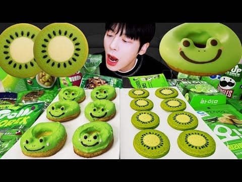 ASMR MUKBANG | 직접 만든 갤럭시 꿀젤리 그린 디저트 아이스크림 먹방 & 레시피 DESSERT GALAXY HONEY JELLY CANDY