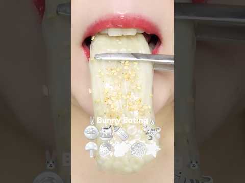 Crunchy & Chewy White Food🤍 Emoji MUKBANG 흰색 이모지 먹방 (sped up)