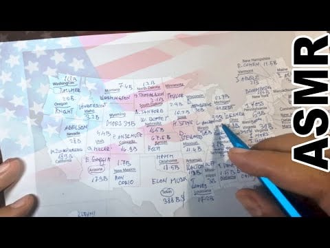 ASMR: The Richest Person In Each U.S. State  [ Whispered ASMR + map tracing ]