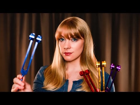 ASMR Anticipatory Tuning Forks for Sleep 💤  Eyes Closed, Binaural Beats, Ear to Ear Whispers