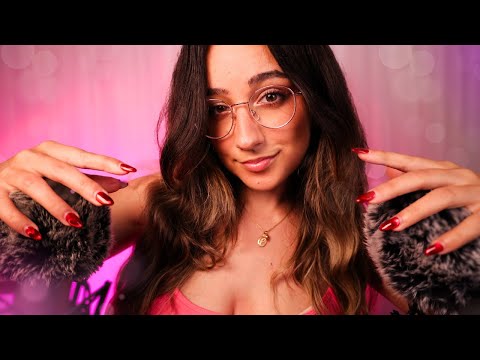 ASMR | Unintelligible Whispers & Fluffy Mic Brushing from Ear-to-Ear 💕 (w/ black screen at the end)