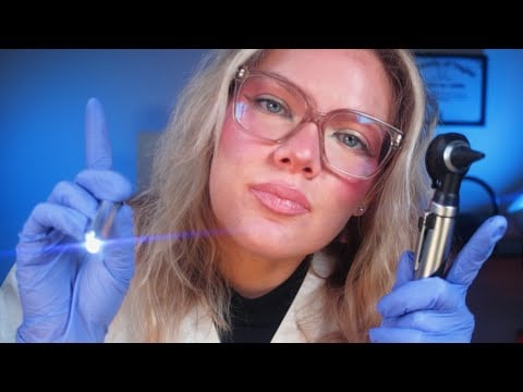 ASMR Night Nurse Exam for Sleep | Up Close Ear to Ear Whispers & Otoscope (You Can FEEL It)