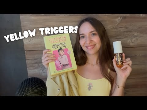 ASMR Yellow Triggers for Sleep 💛 | no talking (Tapping, Scratching, Book Triggers, Leather Sounds)