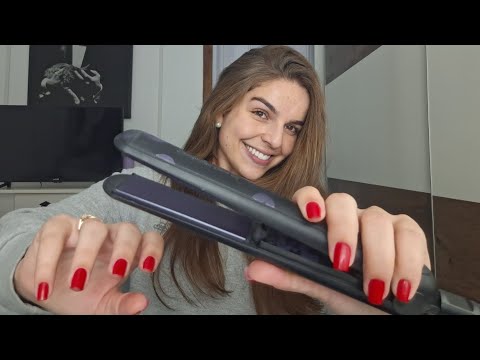 ASMR fazendo chapinha no meu cabelo