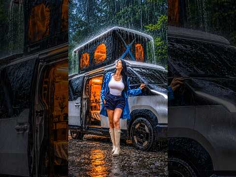 ☔️ KIA PV5 POP-UP CAMPER VAN IN HEAVY RAIN