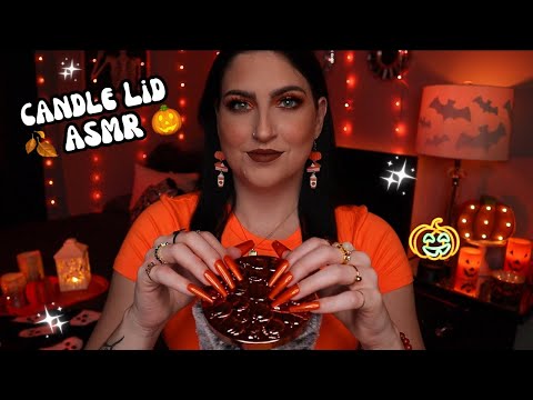 ASMR | Scratching & Tapping On Fall/Halloween Themed Candle Lids 🍁😴