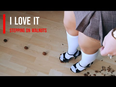 Schoolgirl steps on little things in black platform high heels #shoes #crush #asmr #legs #foot