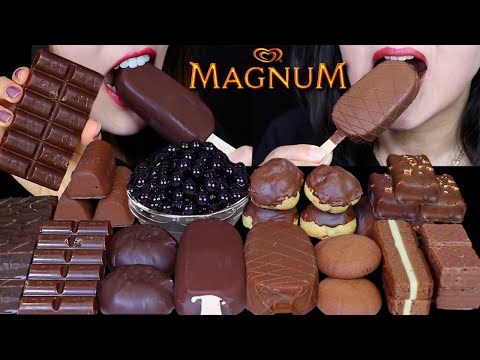 ASMR DARK + MILK CHOCOLATE (MAGNUM ICE CREAM BAR, POPPING BOBA, MINI KITKAT ICE CREAM, CHEESECAKE 먹방