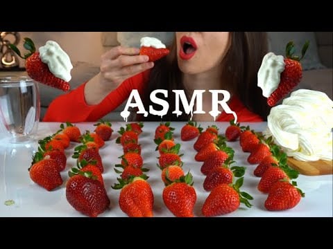 ASMR | Giant Strawberry " DESERT " With Whipped Cream | EATING SOUNDS | No Talking | Lady M. ASMR