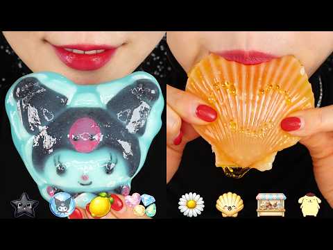 WAX CANDY ASMR GEMSTONE CANDY ASMR JELLY ASMR CANDIED MARSHMALLOW MUKBANG 🍮