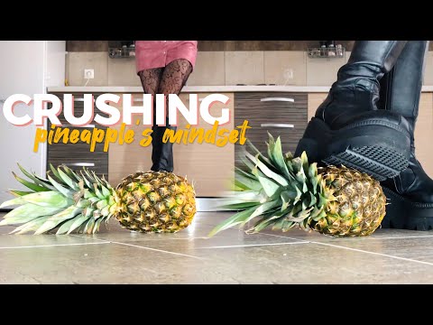 Pea vs. Pineapple! Boots Crushing Food! Oddly Satisfying! ASMR