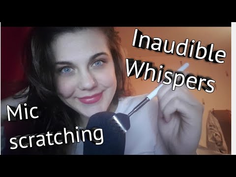 ASMR || Inaudible whispering & Slow mic scratching ||