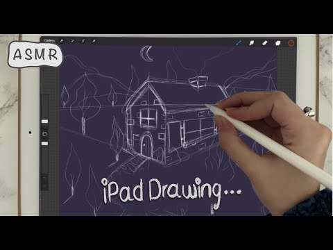 ASMR iPad Sounds - Drawing a sketch in Procreate - Close Whispering, writing sounds