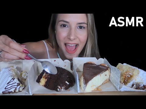 ASMR PROVANDO VÁRIOS BOLOS DIFERENTES 🍰