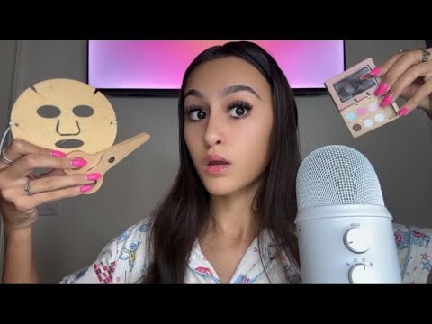 ASMR| BESTIE pampers you at a SLEEPOVER with WOODEN makeup