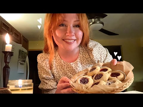 ASMR Baking Raspberry Thumbprint Cookies (Close Whispered Voiceover)