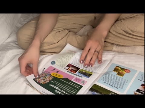 ASMR Brushing cat, brushing my hair, ASMR page turning, squeezing paper, tapping, tracing