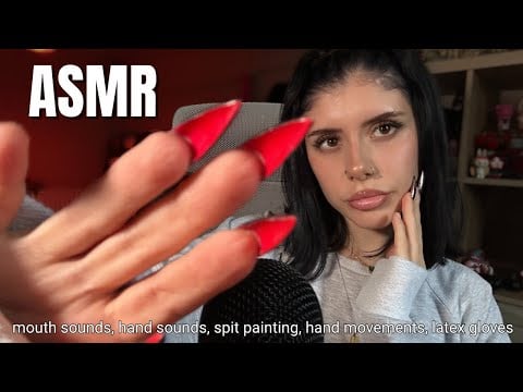 ASMR | mouth sounds, hand sounds, spit painting (fast and aggressive) + hand movements 💜