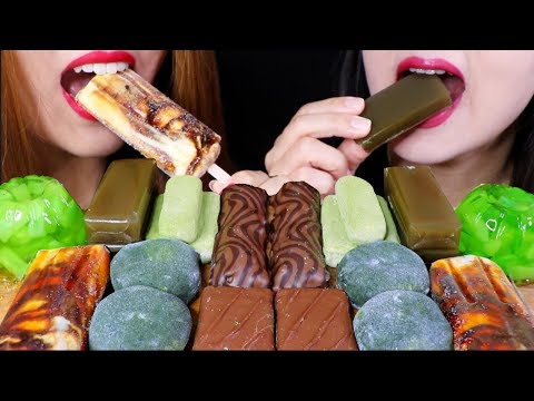 ASMR BOBA TEA ICE CREAM, GREEN TEA MOCHI, CHOCOLATE TURKISH DELIGHT, JELLY 리얼사운드 먹방 | Kim&Liz ASMR