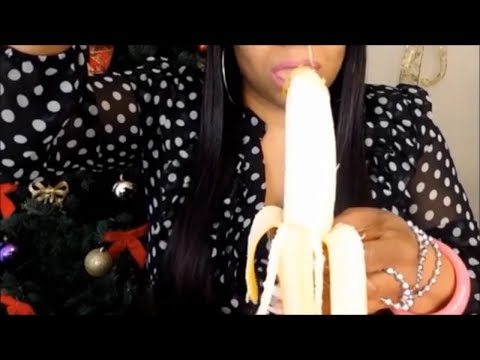 Christmas ASMR Up Close Eating Bananas and Honey 1K Tingles of Triggers