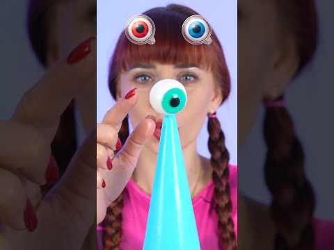 ASMR Gummy Eyeballs Drink Red Blue #shorts