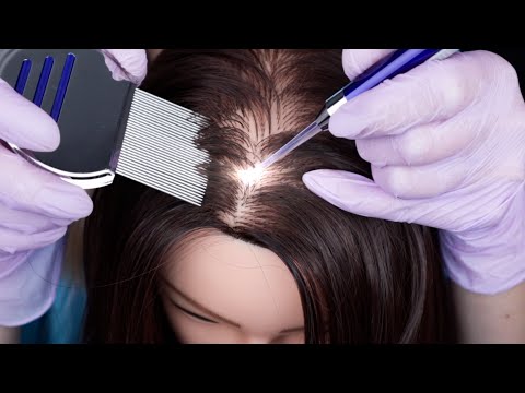 ASMR Scalp Check & Treatment - Close Up & Tingly - Drops, Massage, Scratching, Gloves, Comb, Light