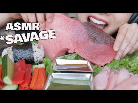 ASMR *SAVAGE GIANT SUSHI GRADE TUNA (EATING SOUNDS) NO TALKING | SAS-ASMR