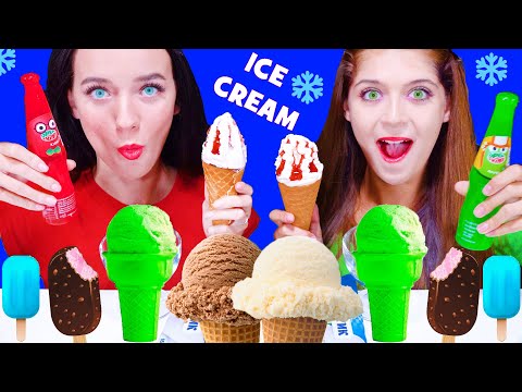 ASMR ICE CREAM PARTY (CHOCOLATE ICE CREAM RACE, BLACKBERRY, CRUNCHY) EATING SOUNDS