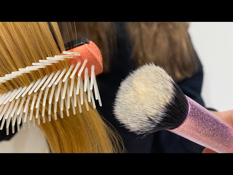 ASMR brushing your hair + doing your makeup | actual camera touching | lo-fi | real hair