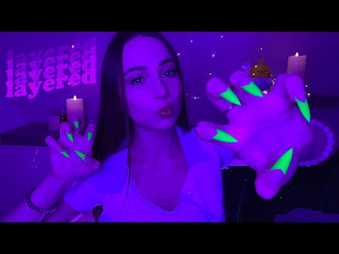 ASMR Layered Scratching ☆💚 Glow in The Dark 💚☆