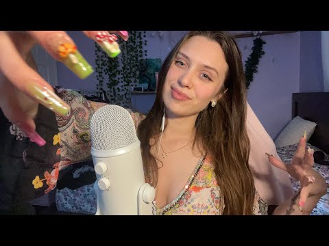 ASMR FAST AND AGGRESSIVE MIC TRIGGERS/ Nail sounds, mic scratching, visuals, mouth sounds