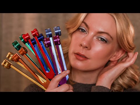 Tuning Fork ASMR 🎧 Eyes Closed Instructions & Binaural Beats Sound Healing