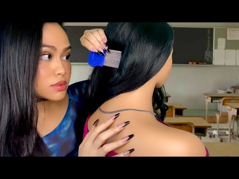 ASMR Girl With No Boundaries Gives U Lice Check + Scalp & Back Scratch RP | face touching, lite gum