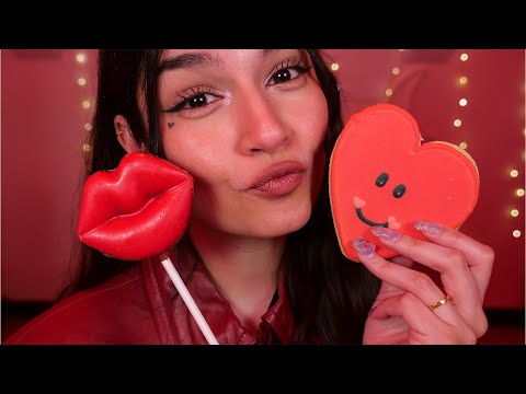 ASMR Tapping On Chocolates (Mouth Sounds and Whispering) 💗