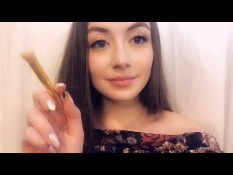 ASMR doing your makeup roleplay (face brushing, whispering, personal attention, mouth sounds)