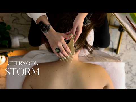 ASMR Intuitive Back Scratch and Hair Play [No Talking] [With and Without Storm Sounds]