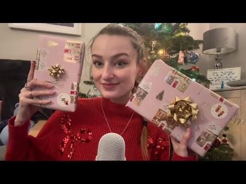 ASMR Unwrap my Book Advent Calendar Week 2 (book triggers and close whispers) 
